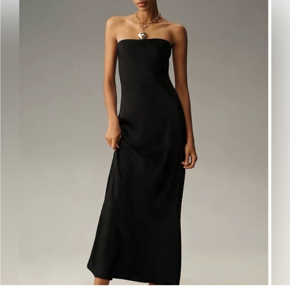 NWT Anthropologie Black Strapless Slip Dress